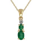 Classic Oval Emerald & Diamond Pendant in 9ct Yellow Gold