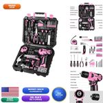 DEKOPRO 8V Pink Cordless Drill Set 126 pcs Tool Kit