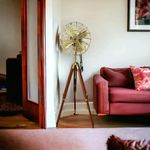 Antique Electric Royal Navy Pedestal Floor Fan with Tripod Stand Corner Decora