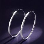 925 Sterling Silver Big Circle Huggie Hoop Earrings Women Girls Jewellery Gifts
