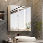 800mm Triple Door LED Light Bathroom Mirror Cabinet with Shaver Socket Demister