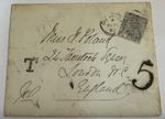 1882 Great Britain Underpaid Postal Cover to London WC – T Tax Mark, Large 5