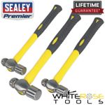 Sealey Hammer Set Ball Pein Premier 3pc with Fibreglass Shafts Steel Head