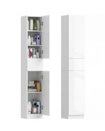 Kleankin High Gloss Tall Bathroom Cabinet with Adjustable Shelves White UK Ship