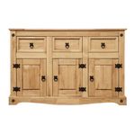 Corona Sideboard 3 Door 3 Drawer Mexican Solid Waxed Pine Furniture Storage Unit