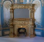 Dolls House 1 /12Th Scale Ornate Cherub Fire Place Coal Fire & Mirror Set
