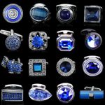 Men's Blue Crystal Cufflinks Brass Classic Formal Shirt Gift Jewelry