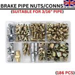 186x ASSORTED BOX(MOST POPULAR) COPPER BRAKE PIPE NUTS/CONNECTORS FOR 3/16" PIPE