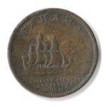 V Rare+ Recalled Bahama 1806 Penny Pirates Expelled' George III Coin Bahamas KM1