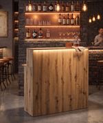 LED Home Bar Rustic Oak Wood Effect - Stools Optional