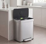 Ochama Dual Compartment Pedal Rubbish Bin, 2 x 30L Kitchen Recycling Bin