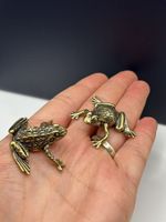 TWO Cute Brass Frog Ornaments - Different detail on each - Lovely Little Items
