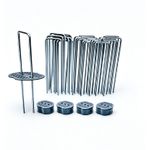 100Pcs Weed Membrane Pegs with Washers Galvanised Garden Staples