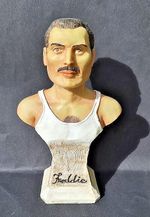 Freddie Mercury Bust Statue, resin, 17cm H x 9.5cm W, very good condition.