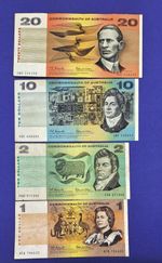 Australia Coombs Wilson Decimal Set of Notes. First Signature Combo 1966 $1-$20