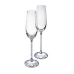 2 Crystal Champagne Flutes with Swarovski Crystal Elements Stem Crystalline