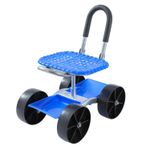 LINZI Garden Cart Rolling Workseat on Wheels, Workshop Garage Stool
