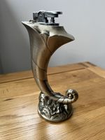 Vintage Art Nouveau Metal Horn Table Lighter 15cm High Rare