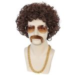 Short Curly Synthetic Wig Ombre Brown Wigs Hair Daily Realistic Natural Wigs