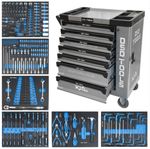 Tool Chest Box Trolley Cabinet With 273 Tools Steel Top Workshop Storage Carrier