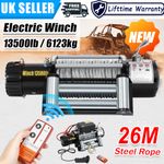 Electric Winch 12v 13500lb/6123kg 26M Steel Rope with Wireless Trailer Recovery