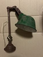 Vintage Dugdills Patent Industrial Machinist Wall Lamp Green Enamel Shade