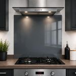 Dark Grey Glass Splashback 6mm Toughened Heat Resistant Kitchen Cooker Hob Panel