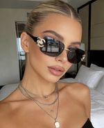 Women’s Rectangle C C Sunglasses Black Frame Tinted Lenses