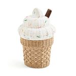 Ice Cream Storage Basket Kids Toy Basket Woven Lid Laundry Blanket Storage UK