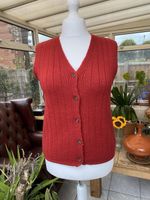 Vtg 80s French Connection Deep Red Knit 100%  Pure New Wool Waistcoat, Sz M/L