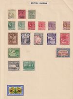 British Guiana Stamps on a page