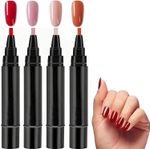 Polishey Nail Polish Pens, 4PCS Nail Varnish Pens 3 in 1 Gel Nail Polish Pen Set