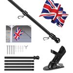 Wall Mounted Mount Telescopic Flag Pole Top Gold Ball Aluminum Flagpole UK