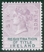 GB IRELAND QV REVENUE Stamp 6d (1890) REGISTRATION OF TITLE Mint MNH GR2WHITE51