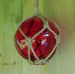 Glass Float Nautical Sea Fishing Buoy RED | 4"/10cm Dia With Rope Hanger NEW