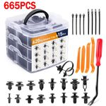 665PCS Car Body Plastic Auto Fasteners Push Trim Clips Pin Rivet Bumper Kits
