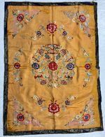 Antique Chinese Hand Embroidered Floral Silk Textile Panel 106x76 cm