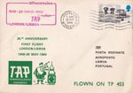 1969 20th Anniversary first London to Lisbon Portugal flown cover