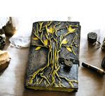 Tree of Life Leather Journal with Lock and Key Handmade Notebook Brown 7x5"