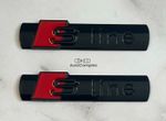 2Pcs Gloss Black S Line Badge Emblem Grill Stickers for Audi Wing Fender