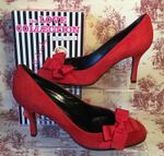 Beverley Feldman Russell & Bromley Red Suede Stiletto Shoes Size 38 UK 5 Vintage
