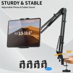 360° Long Arm Lazy Tablet Stand iPad Phone Holder Mount Clamp Bed Table Overhead