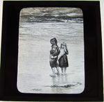 NICE Glass Magic Lantern Slide BOY AND GIRL BY THE SEA C1910 CHILDREN 