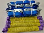 Ratchet Strap Recovery Set 4 x 5t Blue 4m Ratchets With Soft Links For Alloys