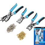 3pc Revolving Leather Hole Punch And Eyelet Plier Set Puncher Belts Cut 08802