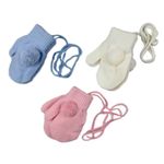 Baby Pom Pom Mittens Stringed Gloves Boy Girl Spanish Knit 0-24 Months