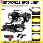 2x LED Fog Auxiliary Lamp Motorcycle Spot Lights Headlight Driving Yellow White
