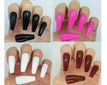 24X Extra Long Tapered Coffin False Nails. Full Cover Fake Nail Tips. UK SELLER