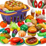 Pretend Play 25 PCS Kitchen Set for Kids Cooking Role Play Cutting Food Toy