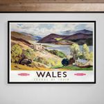 Wales Welsh Travel by Train Railway Print Poster Vintage Fine Print Art Deco